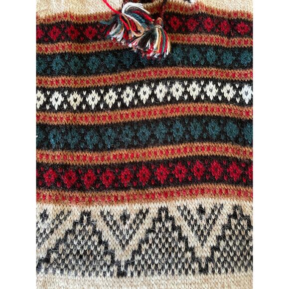 Hand Woven Alpaca Wool Tasseled Hooded Sweater Large - Picture 5 of 7